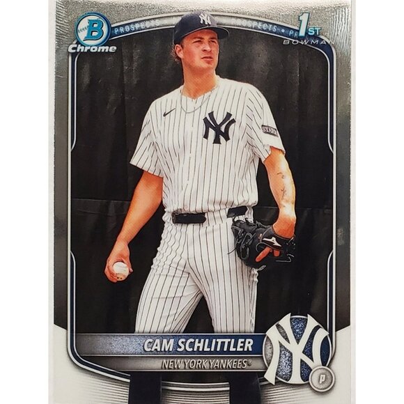 CAM SCHLITTLER ROOKIE "1ST BOWMAN" 2025 BOWMAN CHROME #BCP-166, NEW YORK YANKEES - Picture 3 of 3